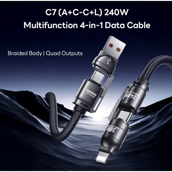 تعليقة رقبة + سلك شاحن شامل بقوة 240W من ريماكس