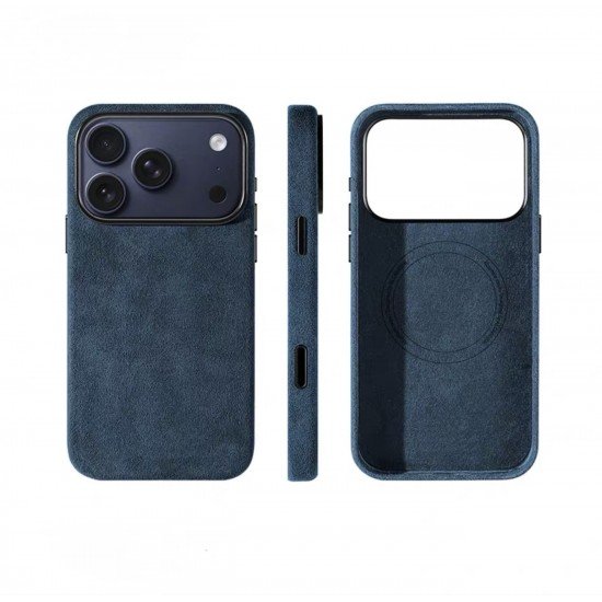 كفر ايفون 17 برو ماكس  alcantara Leather من A-CASE كحلي