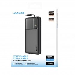 بور بانك شحن سريع  20 الف امبير بقوة 65W من MAXCO - اسود 