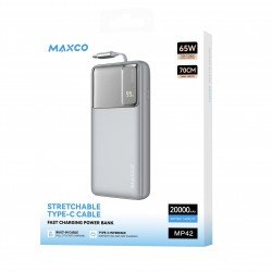 بور بانك شحن سريع  20 الف امبير بقوة 65W من MAXCO - سلفر 
