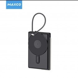 بور بانك شحن لا سلكي للجوال والسماعه والساعه  10 الف امبير بقوة 38.5W من MAXCO - اسود 
