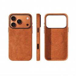 كفر ايفون 17 برو ماكس  alcantara Leather من A-CASE برتقالي كوني 