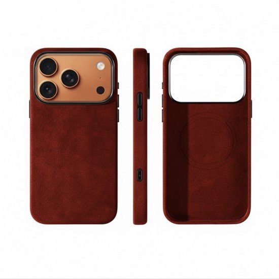 كفر ايفون 17 برو ماكس  alcantara Leather من A-CASE عودي