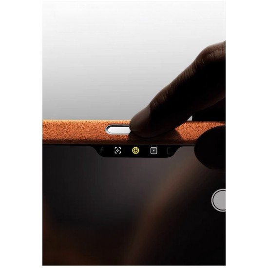 كفر ايفون 17 برو ماكس  alcantara Leather من A-CASE رصاصي