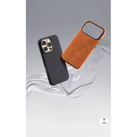 كفر ايفون 17 برو ماكس  alcantara Leather من A-CASE رصاصي