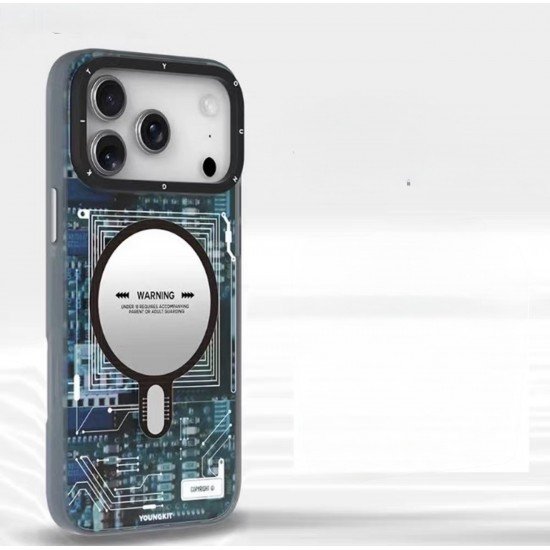 كفر ايفون 17 تصميم رسومات عصريه من YOUNGKIT ازرق