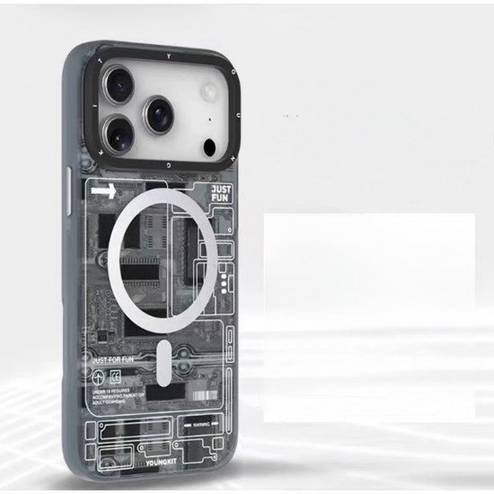 كفر ايفون 17 تصميم رسومات عصريه من YOUNGKIT اسود