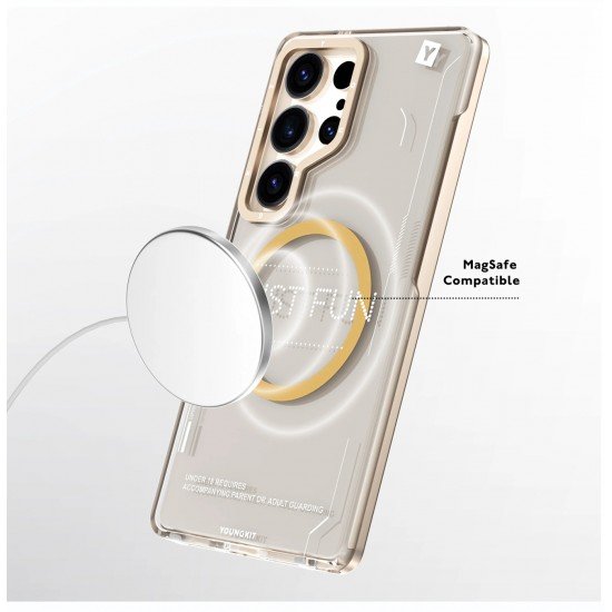 كفر YOUNGKITS25 ULTRA JUST FUN بتصميم عصري شفاف تيتانيوم صحراوي