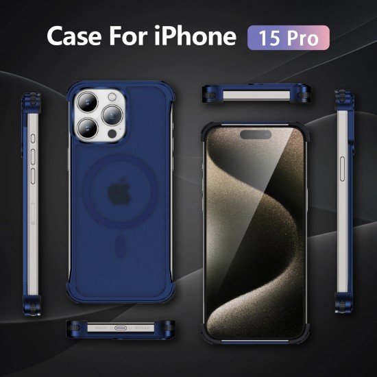 كفرSTYLISH PHONE من الالمنيوم   ايفون 15 ازرق