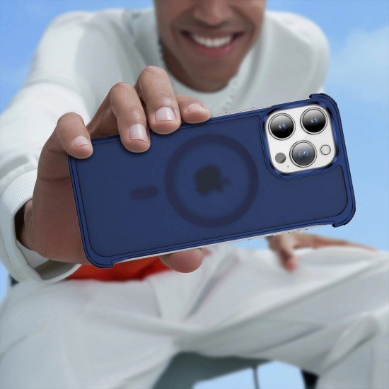 كفرSTYLISH PHONE من الالمنيوم   ايفون 15 ازرق