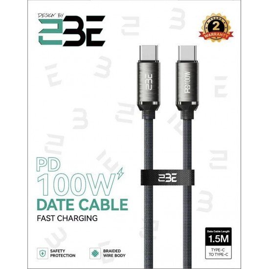 سلك شاحن توبي 1.5m تايب سي بقوة 100w