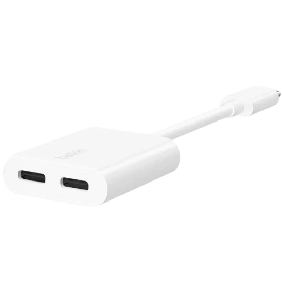 وصلة روك ستار محول USB=C صوت+ محول شحن USB=C اسود-ابيض