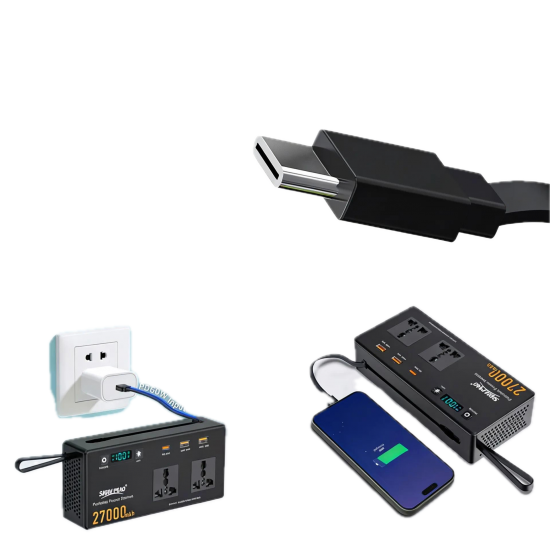 SHIOUMAO - محول طاقة محمولة صغيرة 150 واط ببطارية ليثيوم 27000mAh للاستخدام المتعدد