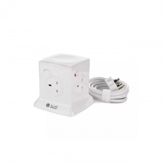 الفنار توصيلة كهربائية 4 منافذ 2.5 متر ابيض